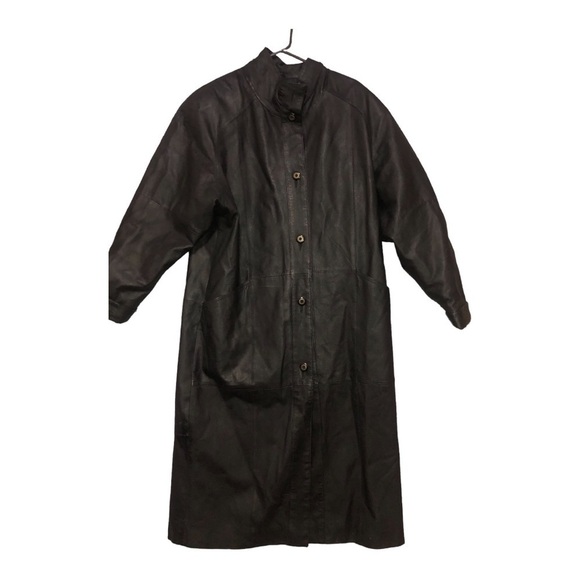 - Women’s Full Length Genuine Black Leather  Coat Size M - Picture 4 of 14